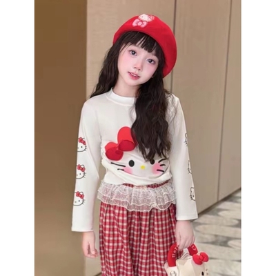 梵米蒂2025新款可爱女童猫咪打底衫0345