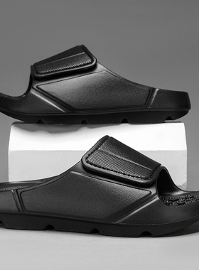 新款2025男女厚底夏季魔术贴凉鞋时尚户外防滑外穿两用可调节拖鞋