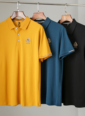 男士时尚休闲POLO衫夏季翻领宽松短袖长绒棉薄款透气排汗T恤28071