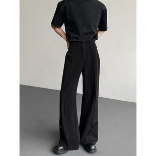 cleanfit小众双腰带铁环金属设计感西裤 男高级感垂坠朋克直筒长裤