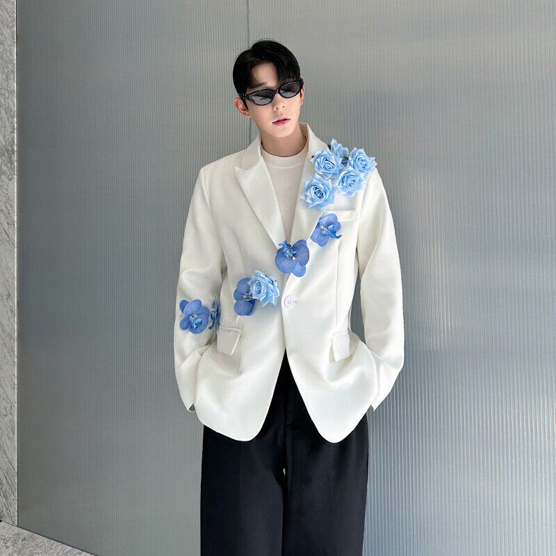 韩版设计师款手工立体蝴蝶别针装饰西服外套男高级感演出舞台礼服