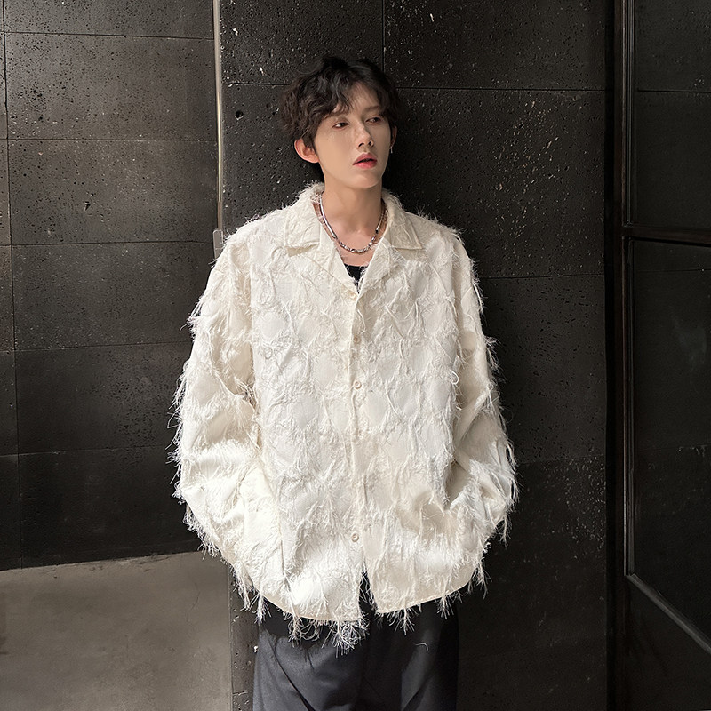 秋装韩版小众流苏设计休闲衬衣长袖男网红痞帅炸街演出舞台装衬衫