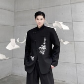 秋季 西服男女潮流复古金属盘扣上衣外套潮 立领长袖 个性 改良新中式