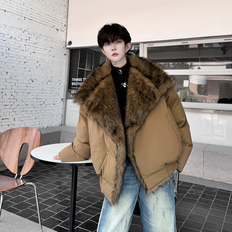 老钱风贵气座山雕大翻毛领加厚棉服外套男防貂毛皮草保暖东北棉袄
