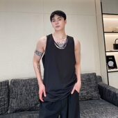 坎肩上衣打底衫 春夏个性 链条设计圆领背心男小众痞帅无袖 潮牌高街