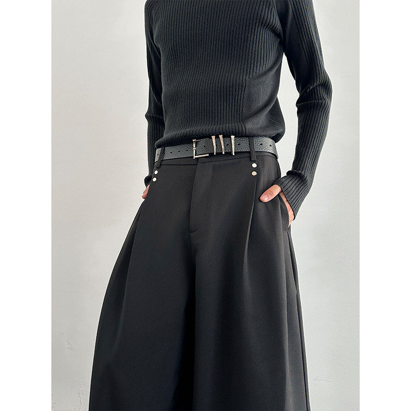 范丞丞同款复合面料重磅垂感阔腿裤男痞帅宽松休闲西装裤弯刀长裤