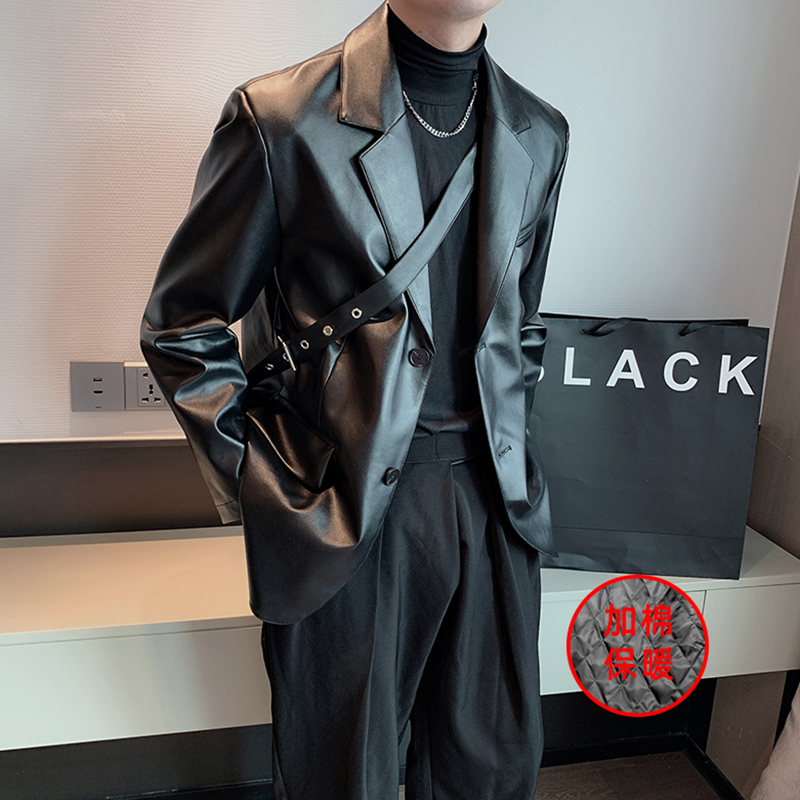 pu皮西装皮衣男