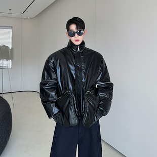 短款 工装 羽绒服外套男机车痞帅高级感 复古小众解构多口袋美式 冬季