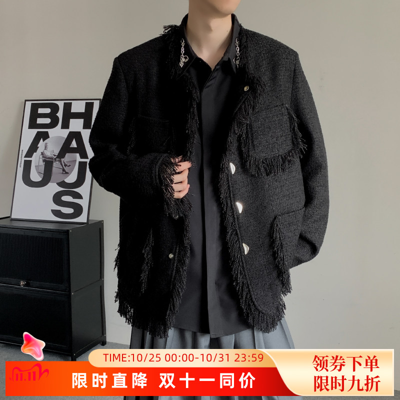 2024春秋小众暗黑须边设计小香风编织外套潮牌流苏高级感痞帅夹克