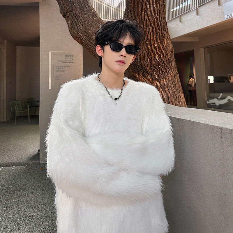 cleanfit白色水貂绒毛衣男女慵懒风海马毛氛围感软糯针织衫外套冬