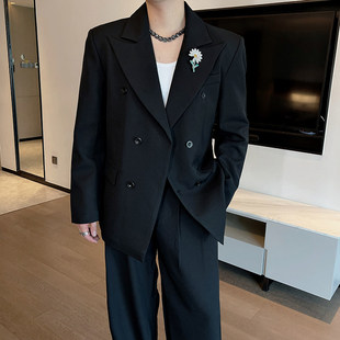 权志龙GD同款时尚双排扣西装外套男韩版休闲轻奢男模穿搭西服上衣