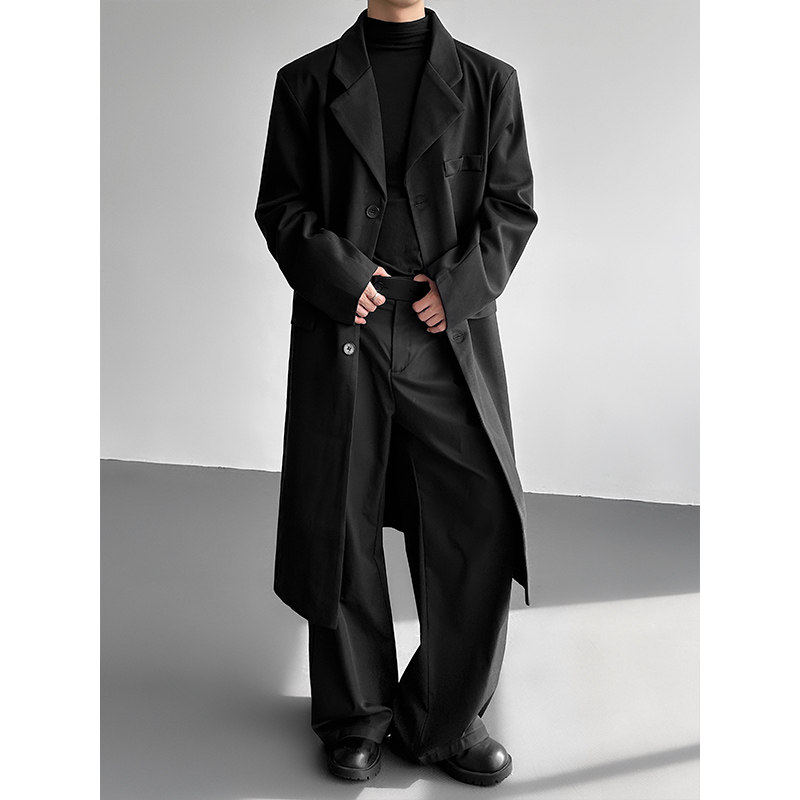 秋冬款西装领星空呢韩系穿搭中长款过膝毛呢大衣男高级感痞帅外套