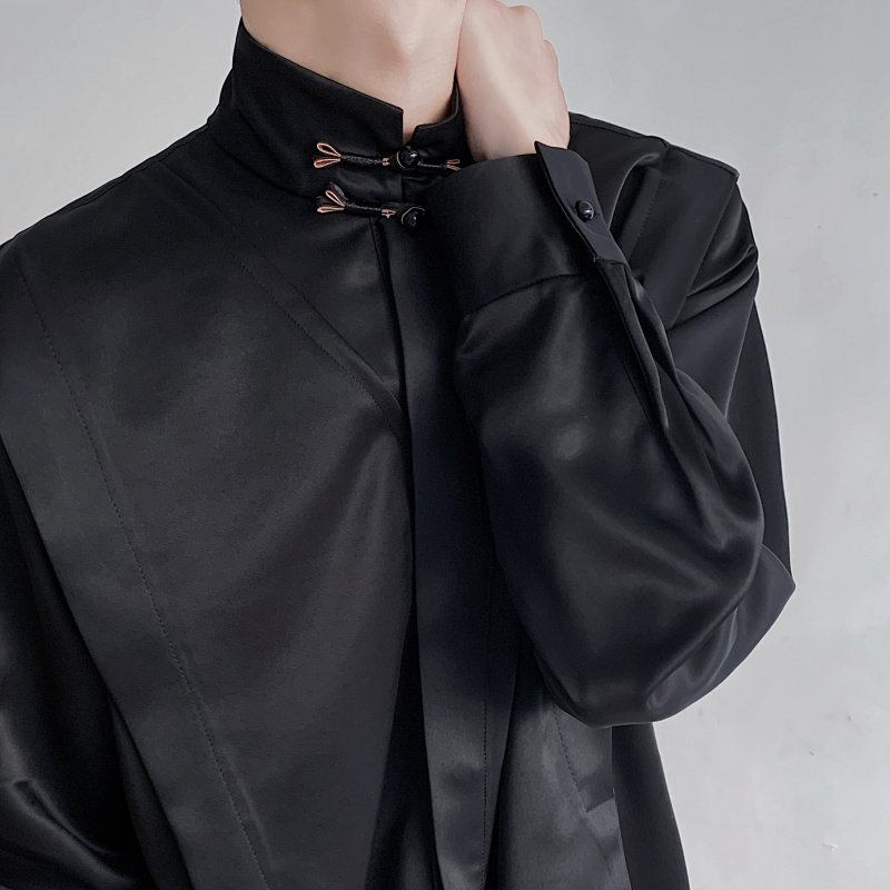 春季复古丝滑醋酸质感垂感衬衫男刺绣高级感禁欲系新中式盘扣衬衣,男装,衬衫,淘宝优惠券,粉丝福利购,淘宝优惠卷