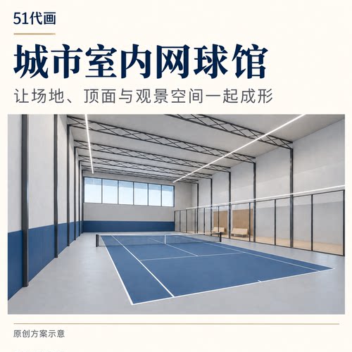 城市室内网球馆观景效果图设计