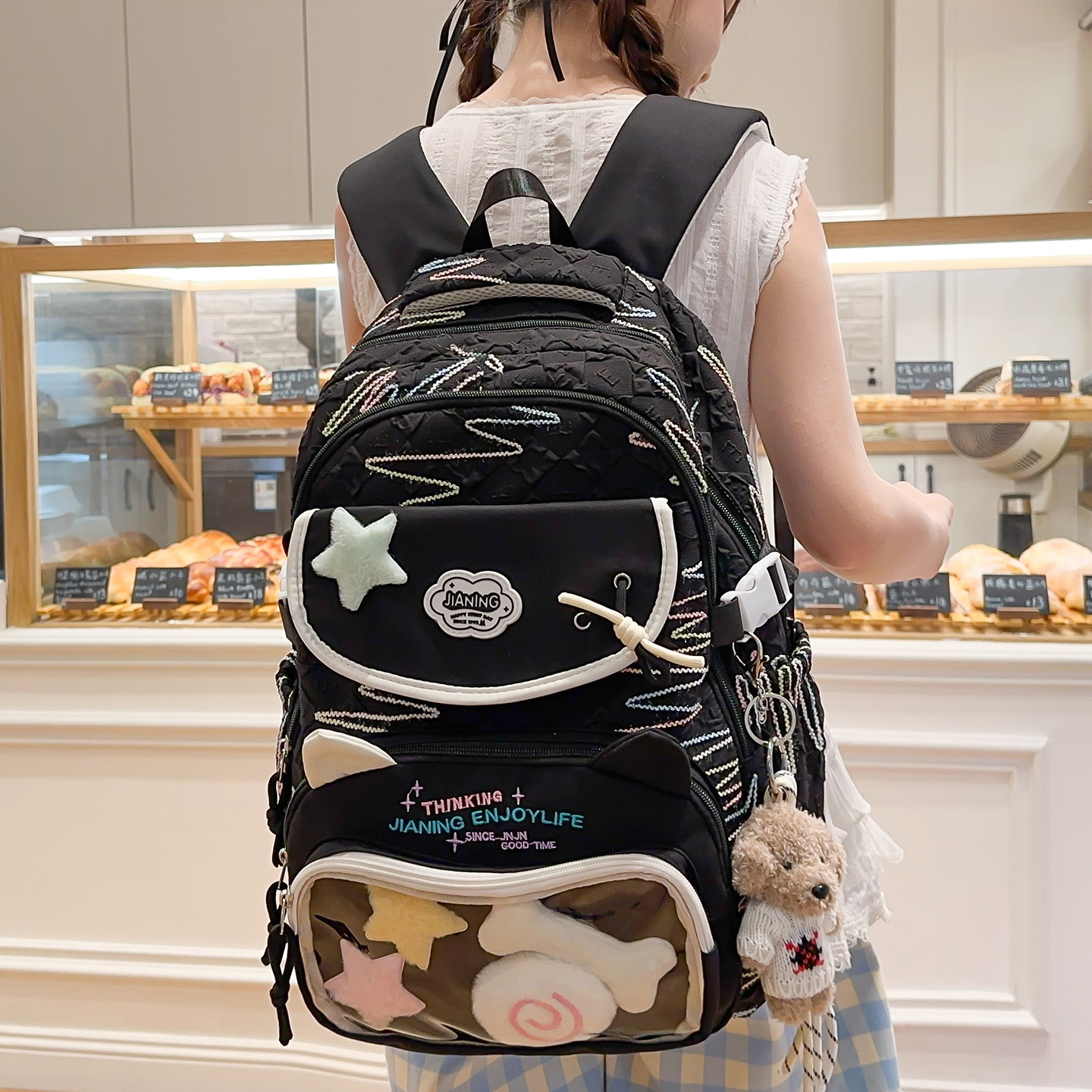 高颜值书包女生小学生三到六年级女孩大容量双肩包初中生高中背包