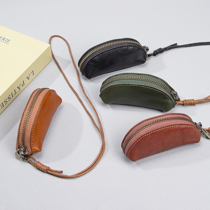 新款迷你零钱包收纳小包汽车钥匙包保护套头层牛皮挂件女士口红包