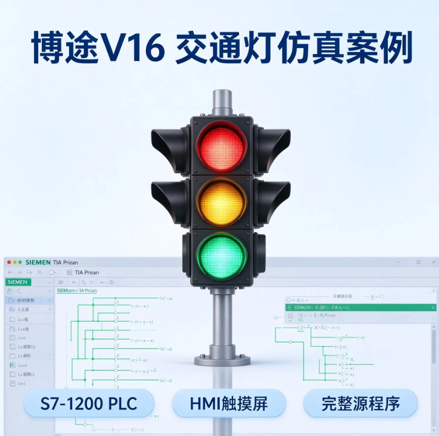 博途 V16 十字路口交通灯 PLC 源程序 S7-1200 仿真案例