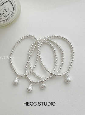 HEGG原创S925银招财纳福福袋圆珠纯银手链转运简约精致吉祥手串