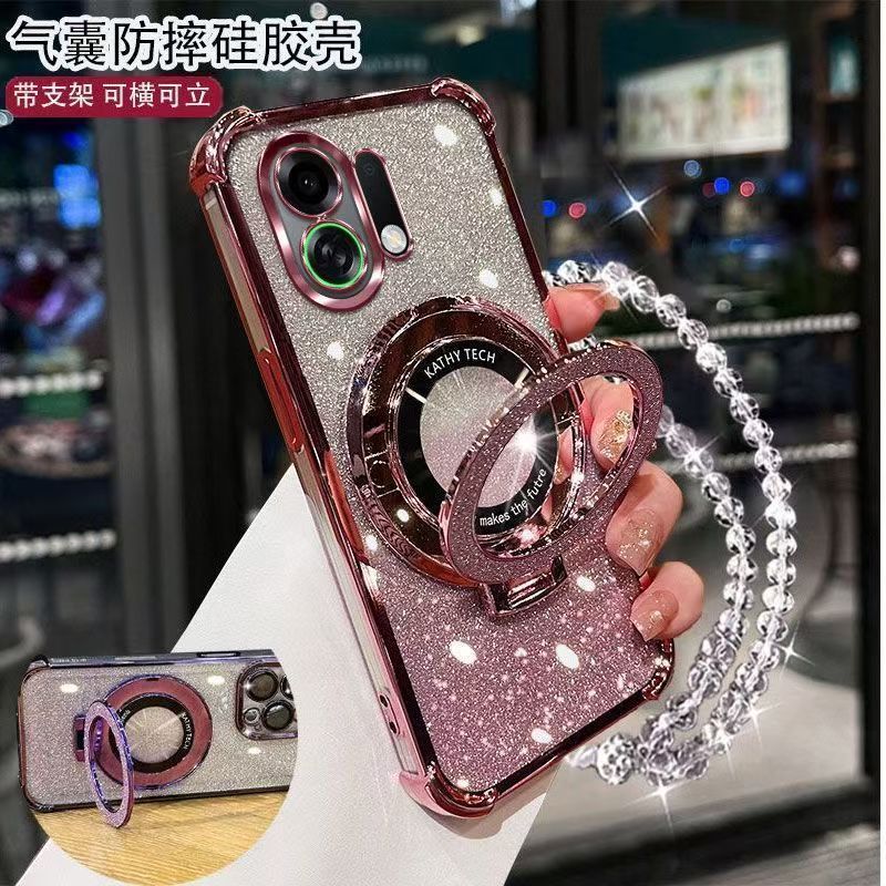 适用VIVO Vivo60 5G手机壳新款保护套4G时尚创意男女V2511自带镜头膜手链闪粉VIVO V60透明硅胶防摔全包软边