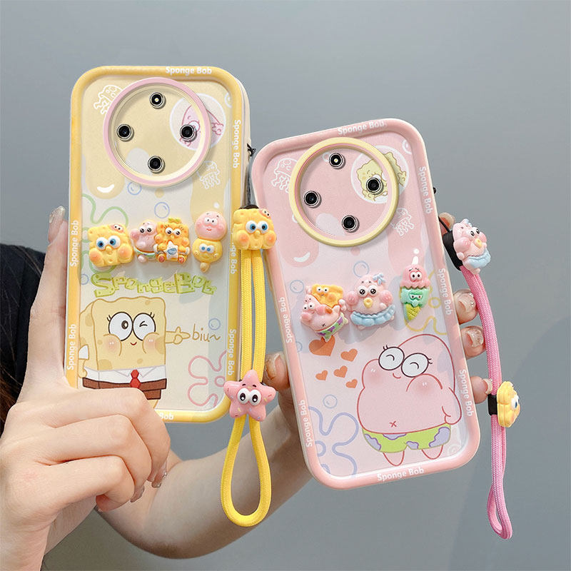 适用荣耀X9D海外版手机壳送钢化膜卡通情侣公仔荣耀X70 5G保护套全包软边HONORMagic8 Lite个性创意国际外壳