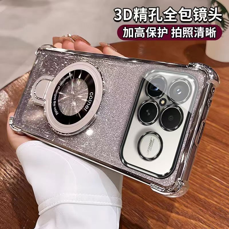 适用于小米POCO F8Ultra国外版手机壳个性创意外壳小米POCO F8PRO  5G海外版透明闪粉支架四角情侣男女全包边