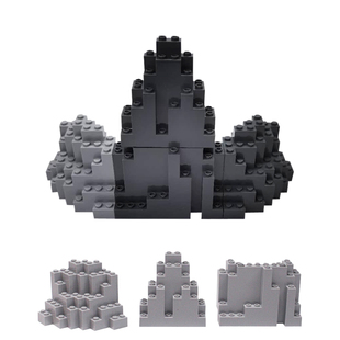 小颗粒积木MOC山体岩石墙壁城堡大石头摆设场景拼装假山造景零件