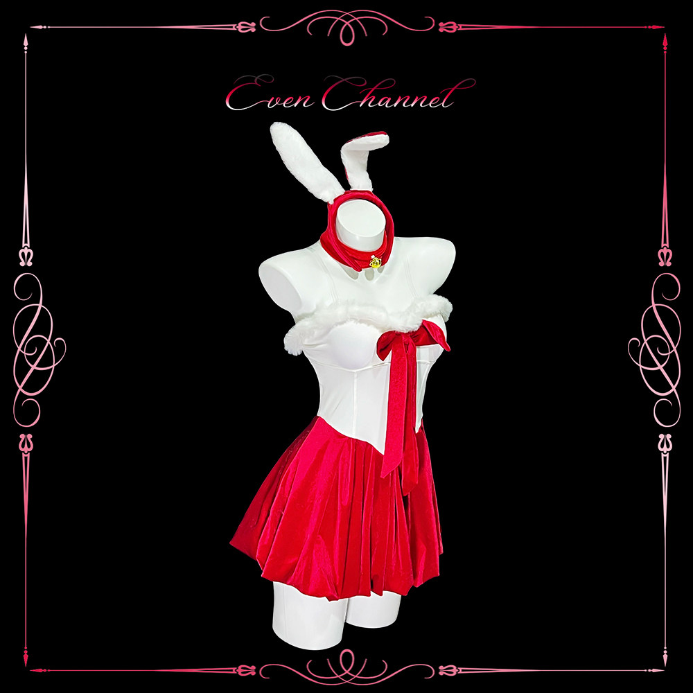 纯欲圣诞红色丝绒抹胸收腰连身裙