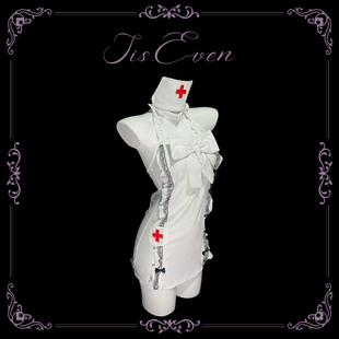 even学姐：温柔守护*纯欲护士装cos性感网纱透视挂脖睡裙