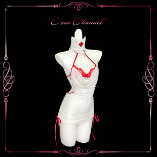 even学姐：浪漫守护*性感cos护士制服透视情侣约会挂脖包臀裙qqny