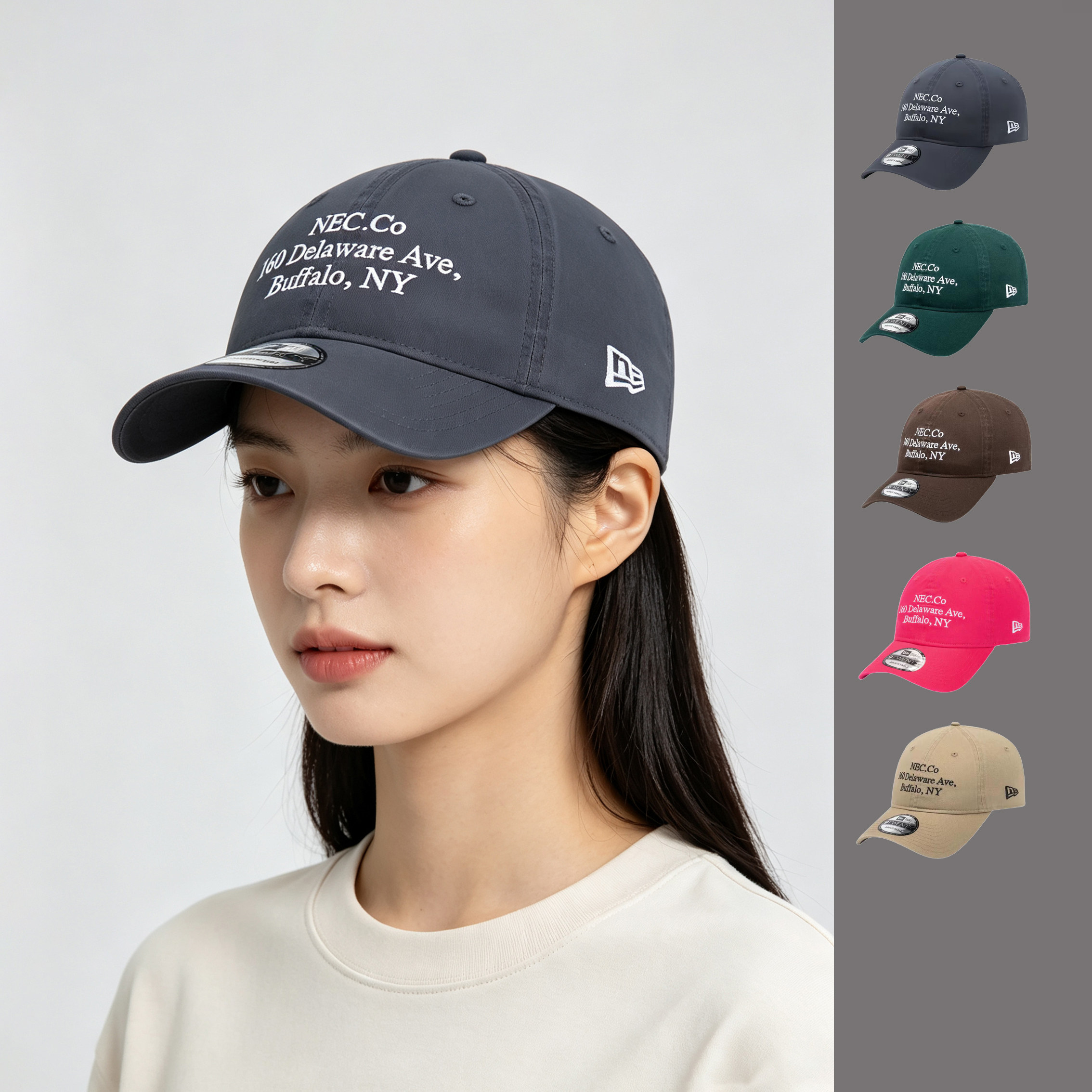 韩国正品纽亦华帽子newera新款男女小标软顶英文学院鸭舌帽920