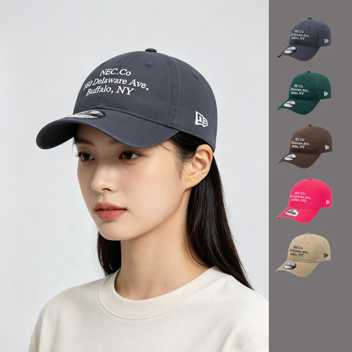 韩国正品纽亦华帽子newera新款男女小标软顶英文学院鸭舌帽920