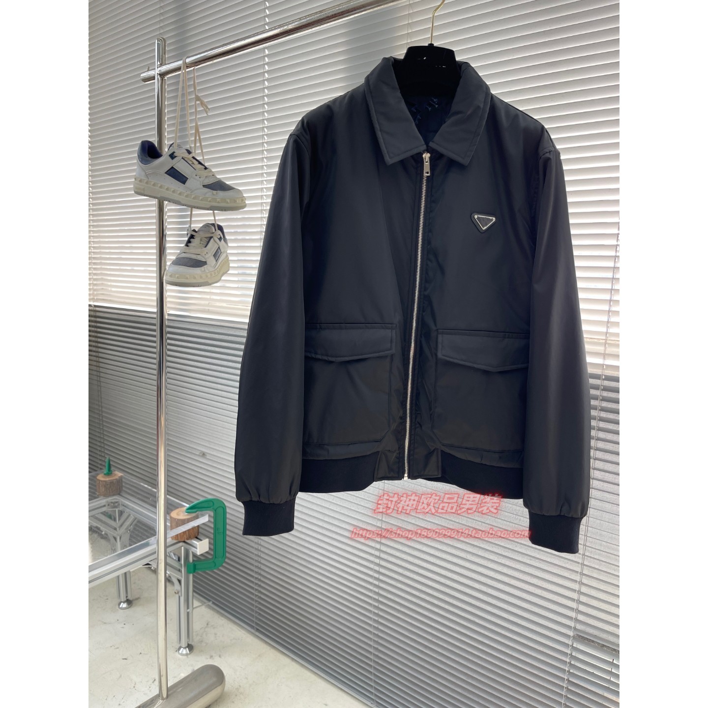 极简秋冬季男士徽标外套男装上衣夹克衫翻领休闲商务绅士口袋潮