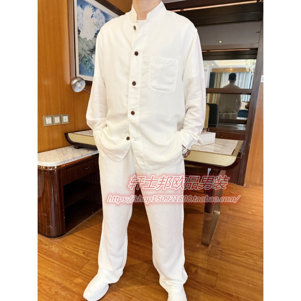 2025新款春夏季男士时尚休闲长袖衬衫潮流百搭上衣男装绅士套装