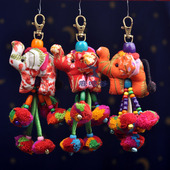 泰国可爱花布象小象包挂车挂钥匙扣卡通大象东南亚旅游纪念品礼品