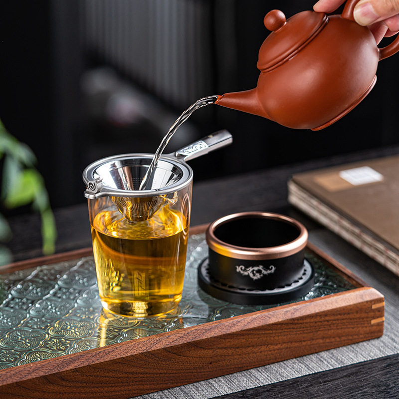 漏网大马士革钢茶滤器创意功夫茶具配件茶隔茶叶过滤网高档