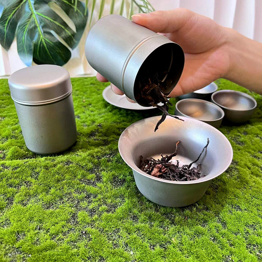 纯钛茶叶罐旅行户外随身茶盒车载茶叶小容量便携密封罐子储茶罐