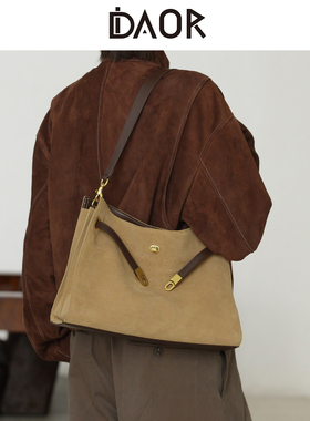 DAOR大容量麂皮凯莉托特包女2025秋冬季新款通勤包复古单肩斜挎包
