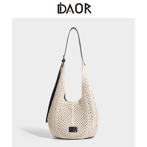 DAOR牛皮蜜蜡绳手工编织托特包