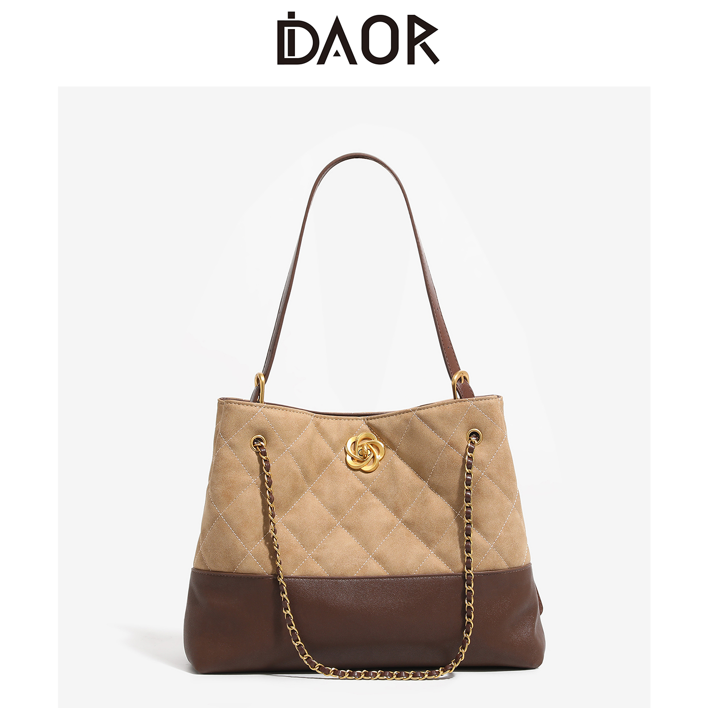DAOR山茶花大容量菱格链条托特包