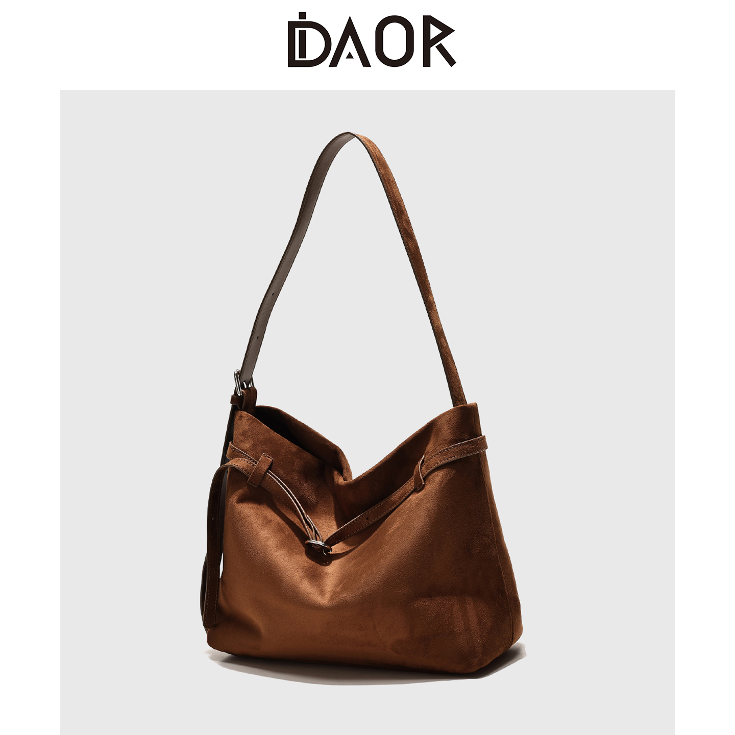 DAOR麂皮绒托特包通勤复古单肩包