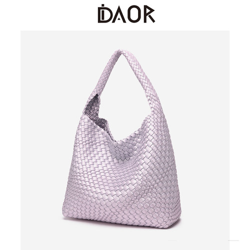 DAOR大容量牛皮手工编织托特包