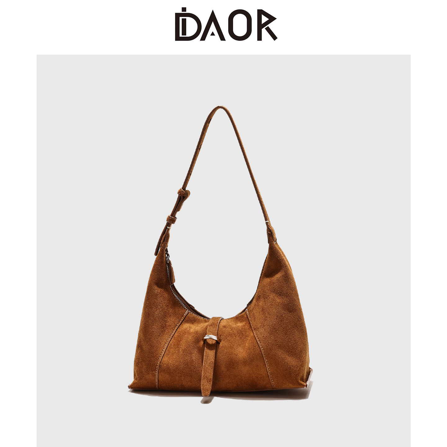 DAOR小众复古麂皮绒hobo腋下包
