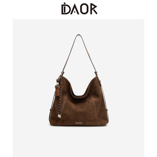 DAOR流浪摩卡麂皮绒托特包女2025早秋新款大容量hobo单肩斜挎包包