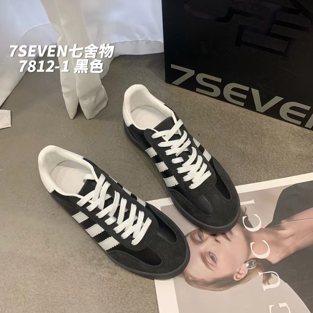 欧洲站休闲鞋2024年新款韩版平底拼色绑带运动德训鞋百搭时尚女鞋