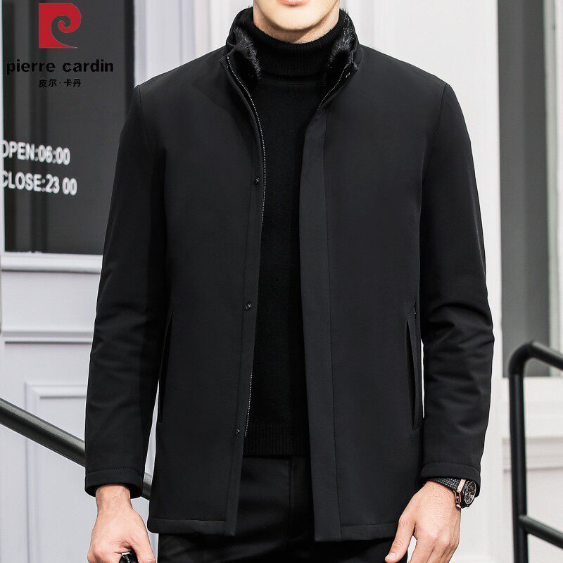 皮尔卡丹新款商务休闲中年男士派风衣