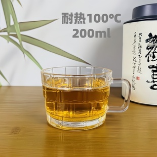 加厚耐热玻璃杯带把杯水杯无铅果汁杯牛奶杯泡茶杯 家用花茶杯套装