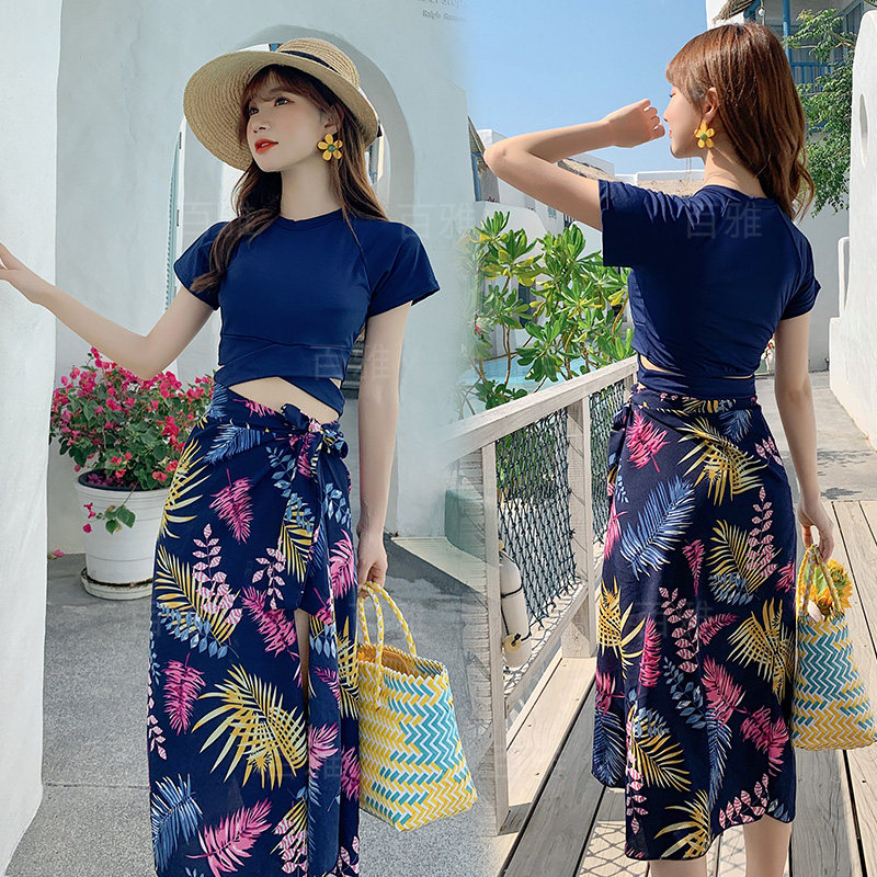 分体泳衣女夏季泡温泉遮肚显瘦保守三件套比基尼性感仙女范游泳衣