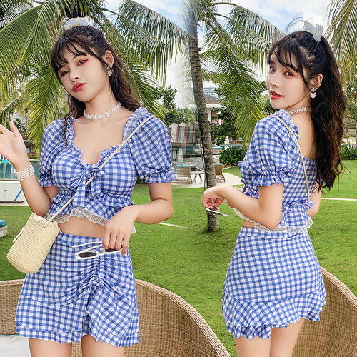 百雅分体显瘦泡温泉泳衣裙式女