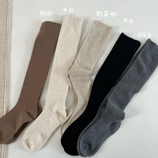 【高端山羊绒】韩国老板娘同款过膝袜保暖长筒纯色高筒长袜燕麦色