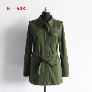 秋季外贸新款女装简约时尚宽松显瘦棉弹中长款工装风衣休闲外套女